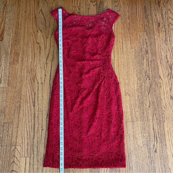 Ralph Lauren Red Lace Dress V Neck Back - Picture 7 of 15